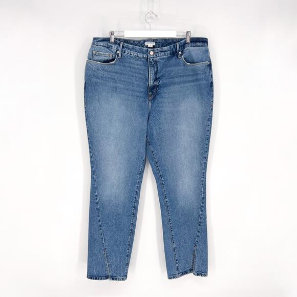 GOOD AMERICAN Good Boy Twisted Slit Jeans Women’s Size 18 Blue875 - Picture 2 of 7
